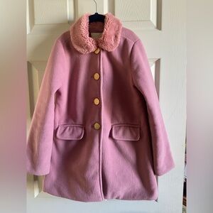 Copper Key Girls Pink Coat Faux Fur Collar Size 7 Casual Long Sleeve